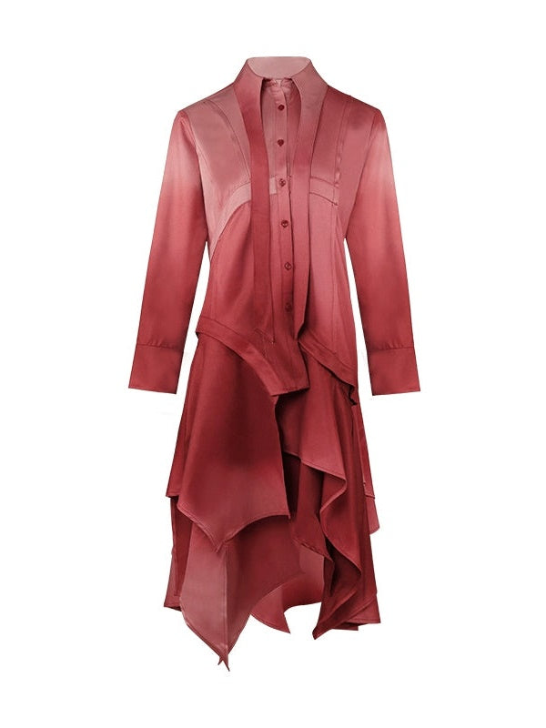 Gradation Detachable 2way Shirt Dress & Knitted Vest