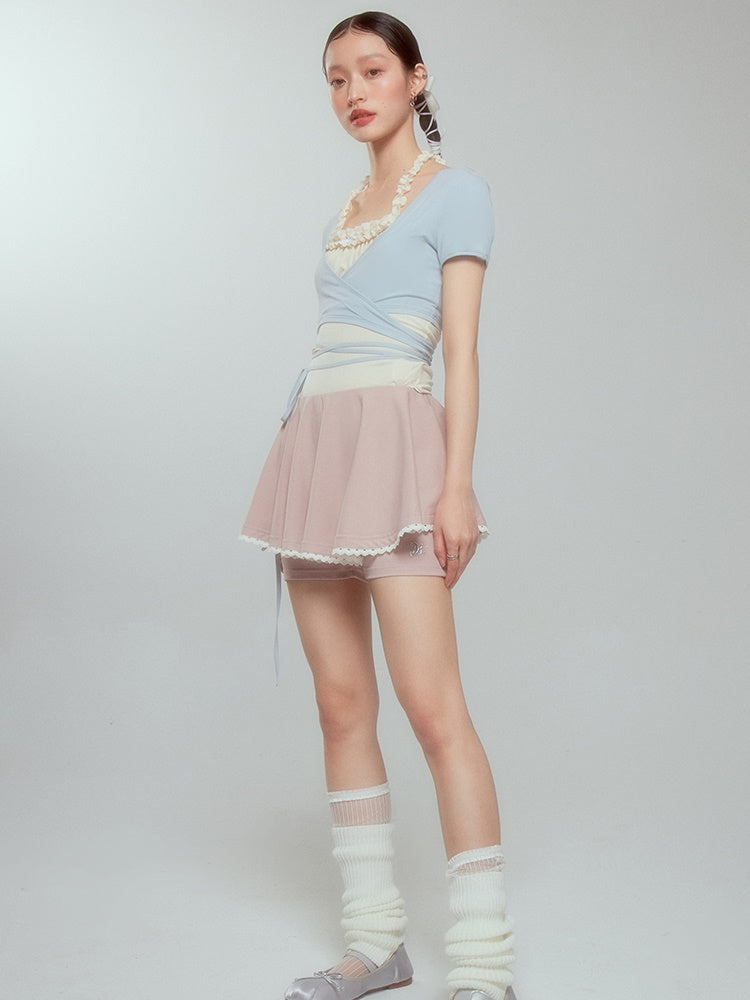 Halter-neck Frill Camisole & Strap Short Cardigan Set-up