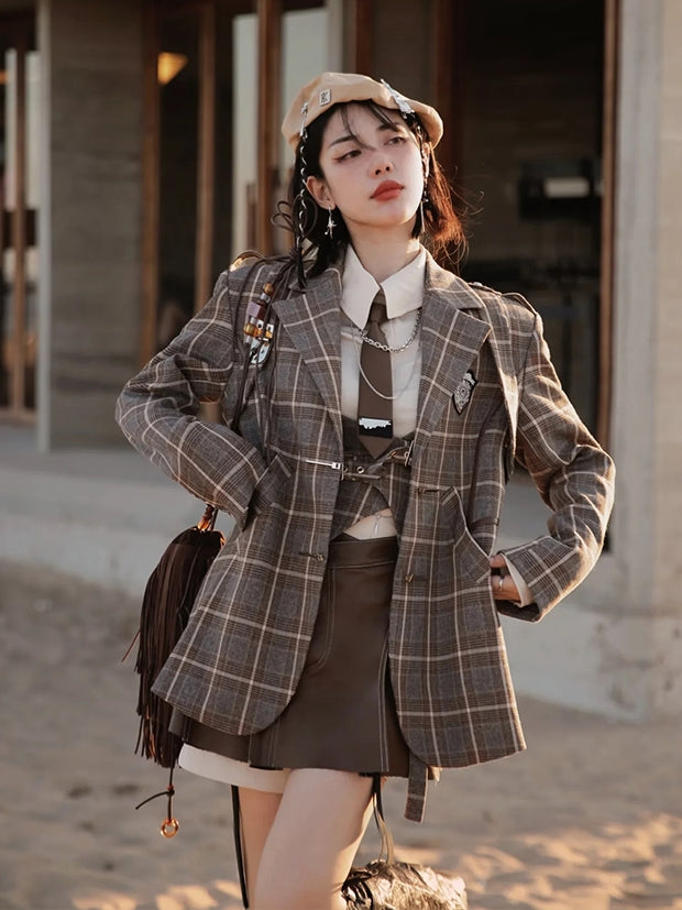 British Style Suit Jacket & Shirt & Culottes