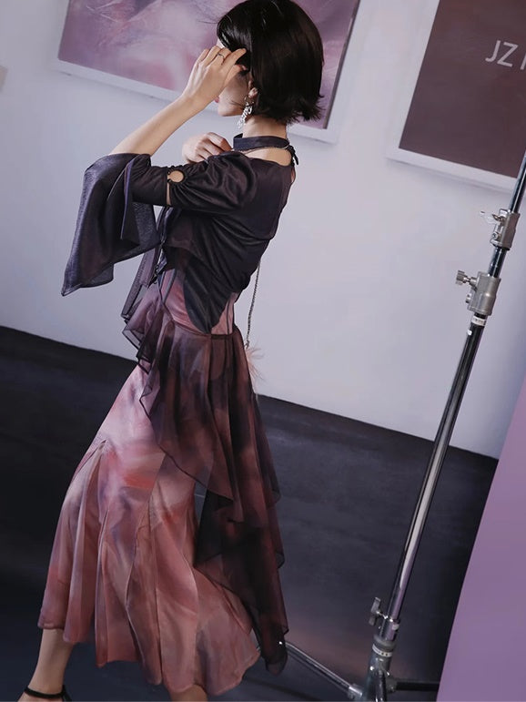 Mermaid Printed Fake Two-piece Dress