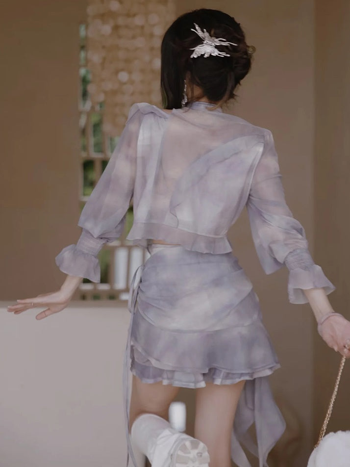 Symphony Printing Fractal Design Top & Short Pants Set-up