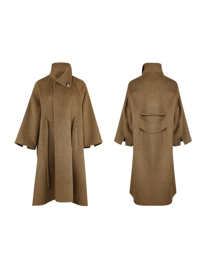 French-style Wool Poncho Coat