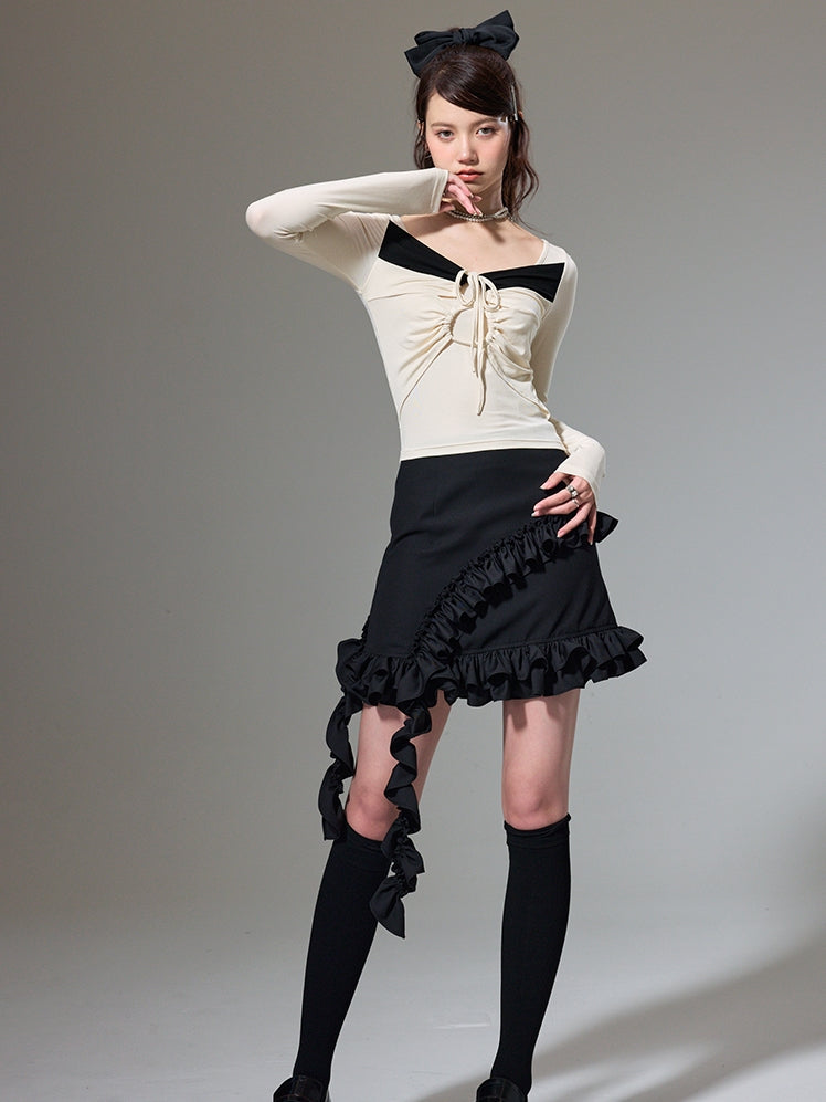 Square Neck Tight-fitting Long-sleeved Bottoming Shirt