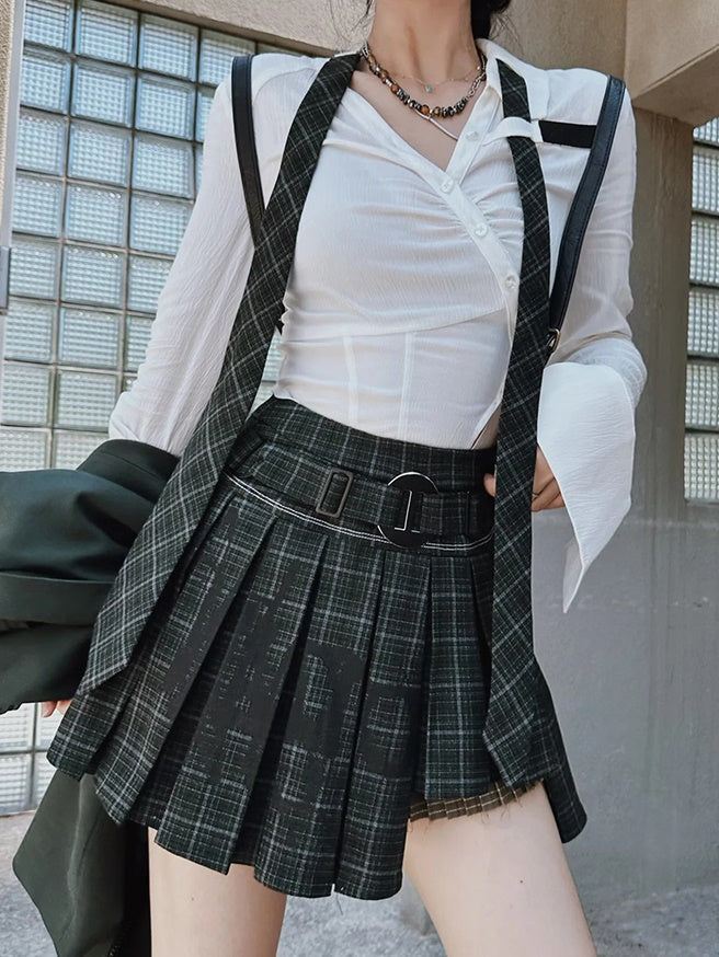 College British Style Shirt &&Vest & Pleated Culottes & Jacket