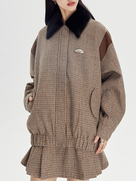 Classic Retro Paid Short Jacket & Skirt