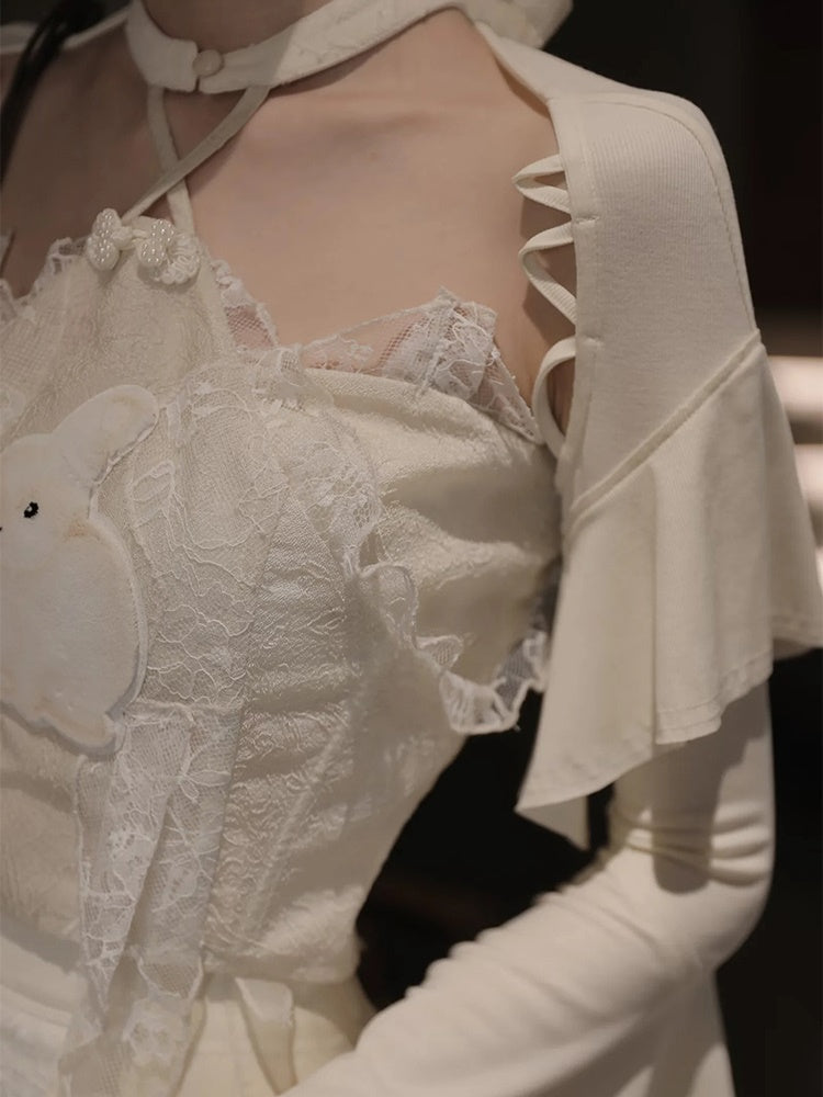 Chinese Style Two-piece Top & Jacquard Skirt
