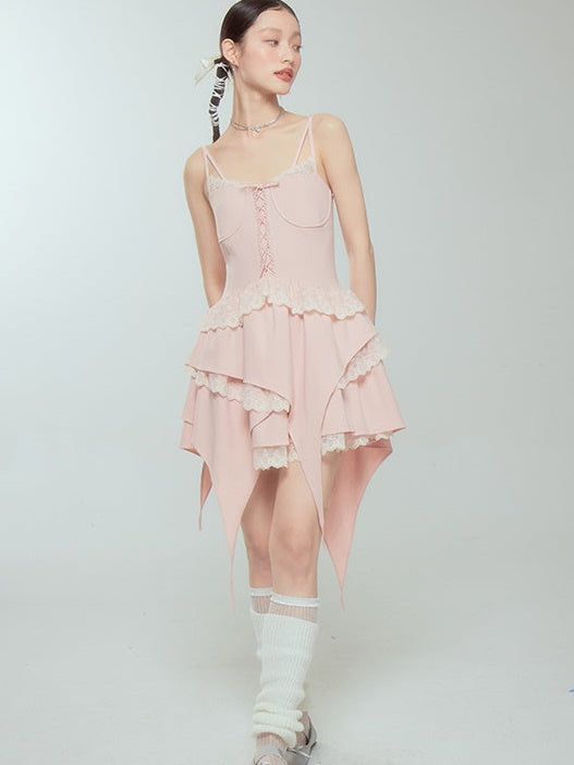 Lace Ballet Suspender Dress & Sleeve Top