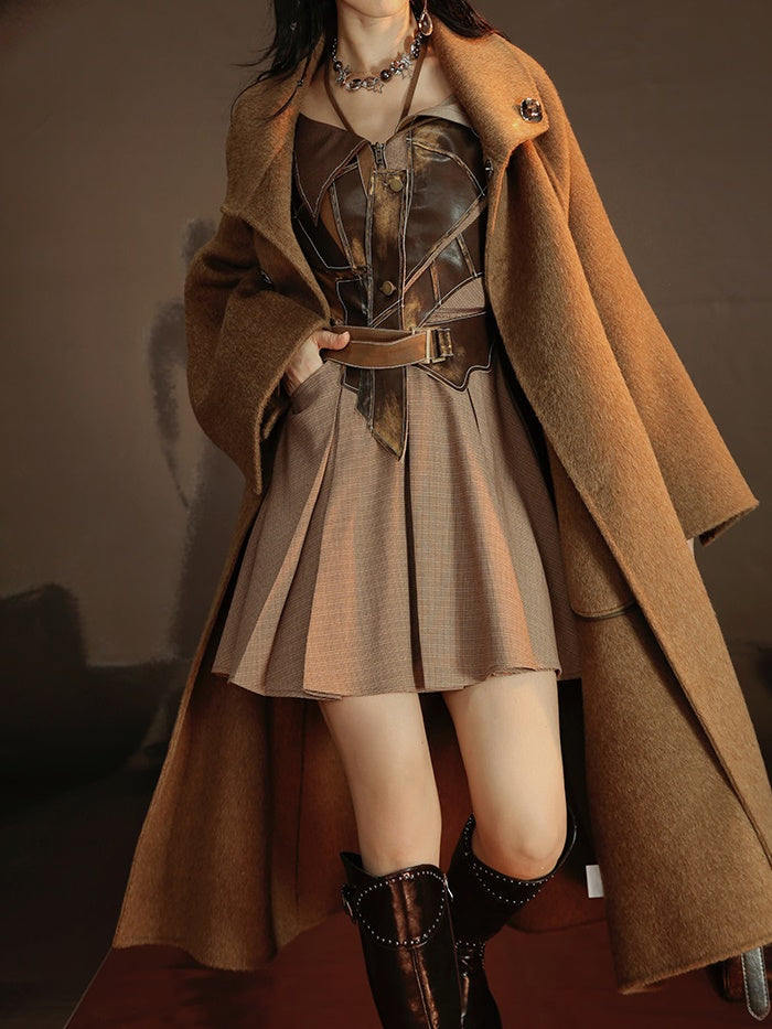 French-style Wool Poncho Coat