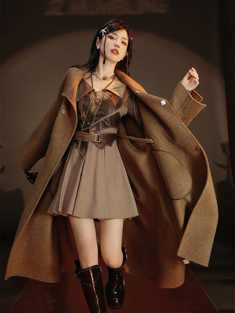 French-style Wool Poncho Coat
