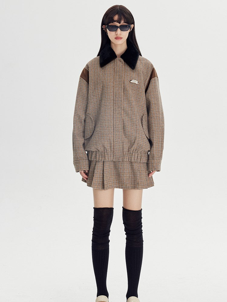 Classic Retro Paid Short Jacket & Skirt