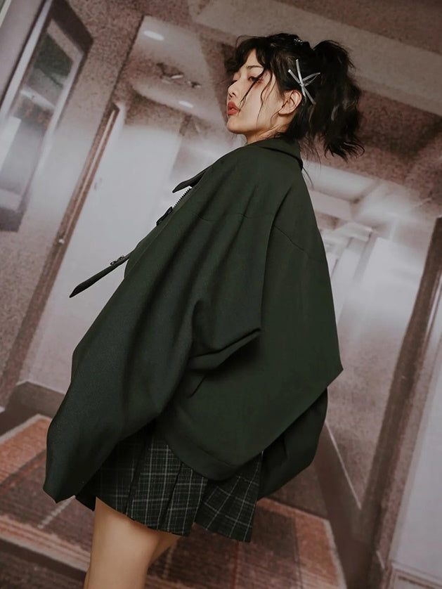 College British Style Shirt &&Vest & Pleated Culottes & Jacket