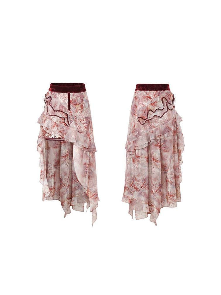 Sequin Camisole & Sheer Cardigan Set-up & Sequin Fishtail Skirt