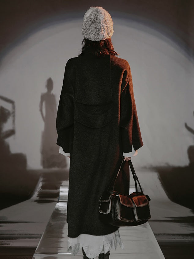 French-style Wool Poncho Coat