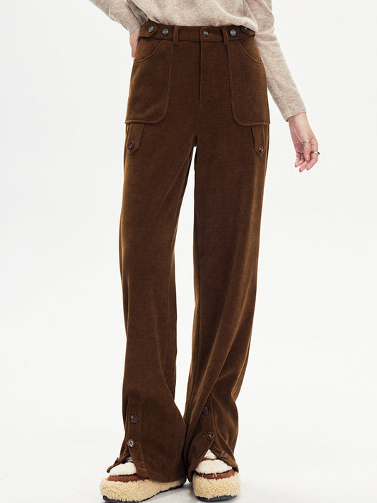 Ankle Slit Corduroy Trousers