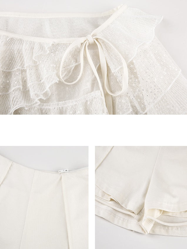 Bunny Length T-shirt & White Lace Set-up