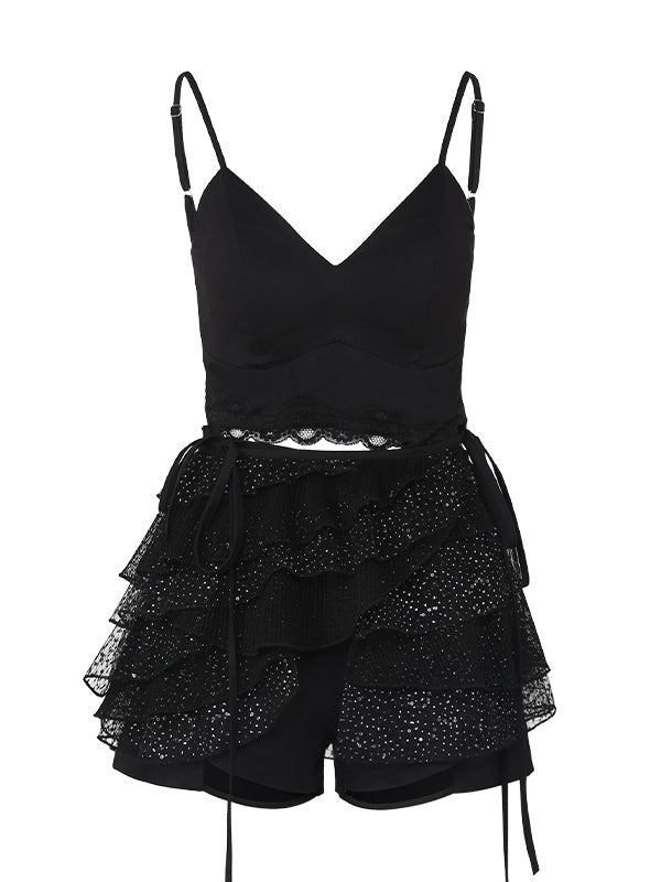 Bunny Length T-Shirt & Black Lace Set-up