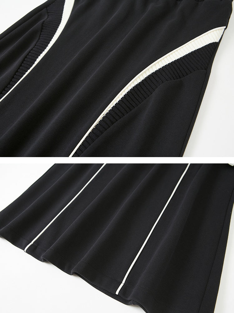 Half-ZIP Hooded Sweat Pullover& Line Skirt