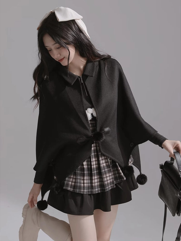 Double-faced Wool Cloak Coat