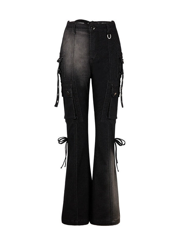 Work Pocket Retro Micro-flared Jeans
