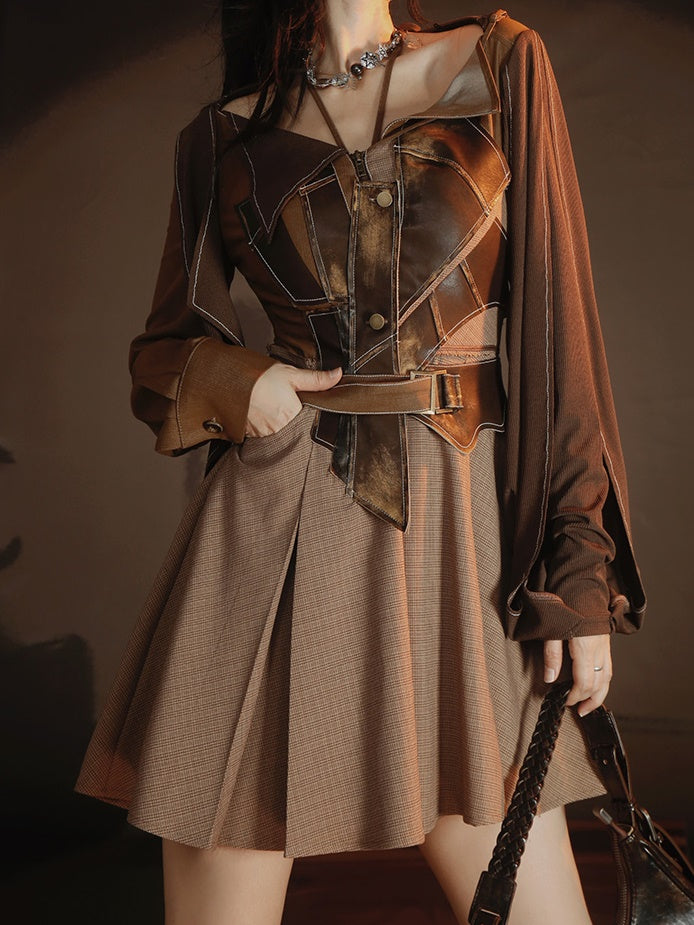 Different Material Switching Dress