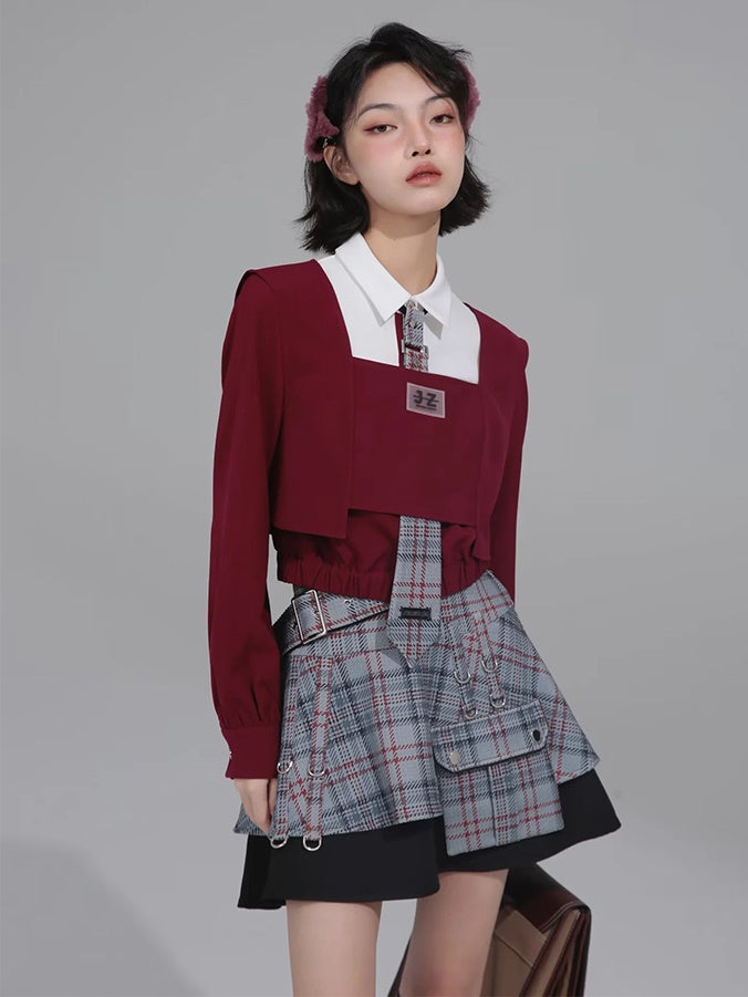 Cropped Layered Shirt & Tie