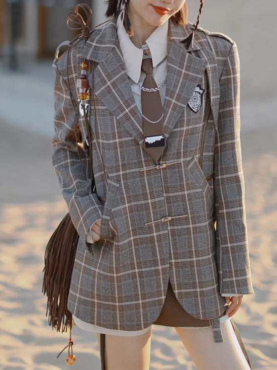 British Style Suit Jacket & Shirt & Culottes