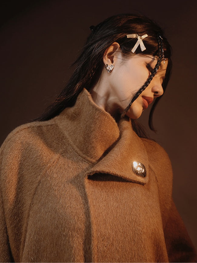 French-style Wool Poncho Coat