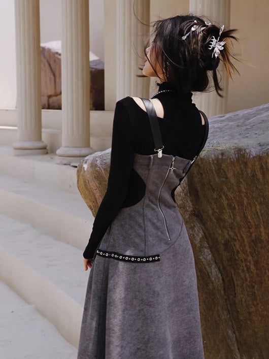 High Neck Structure & Hollow Knit Top