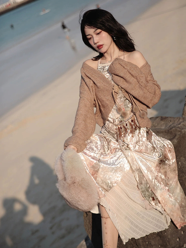 Chinese Style Ball Buckle Twist Knitted Cardigan