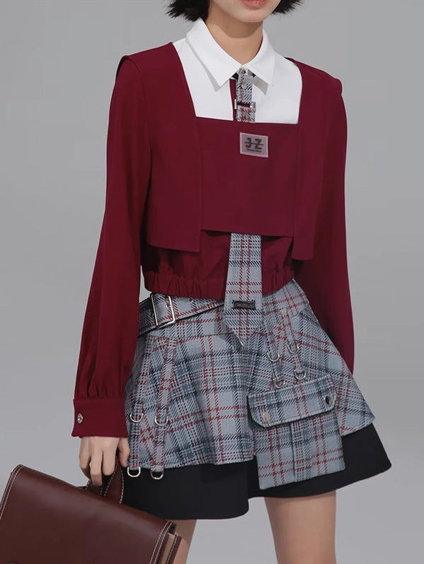 Cropped Layered Shirt & Tie