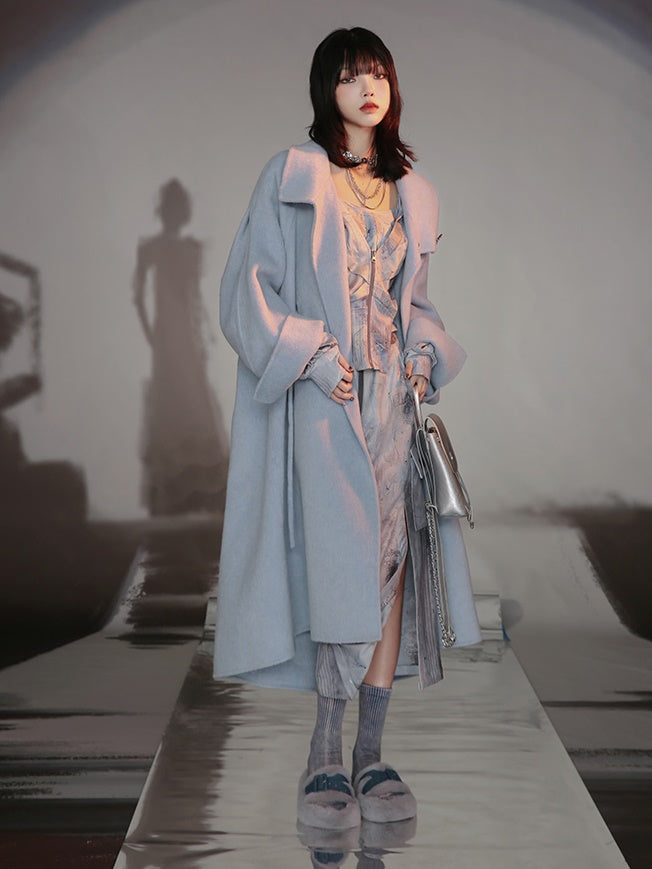French-style Wool Poncho Coat
