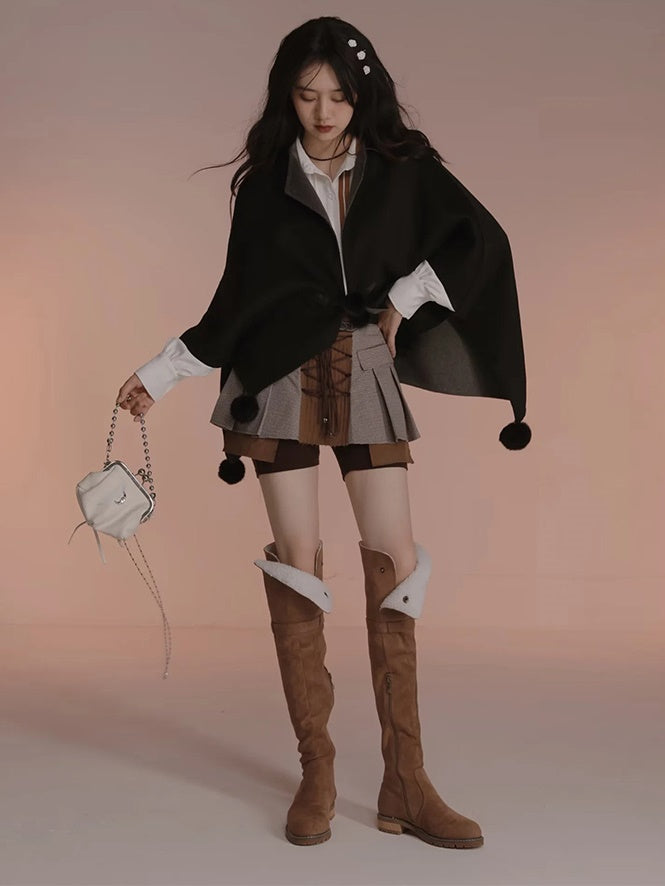 Double-faced Wool Cloak Coat
