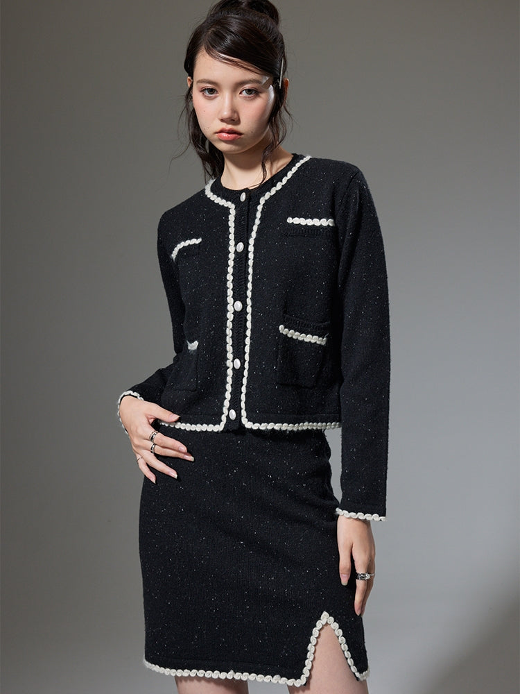 Fragrance Knitting Cardigan Jacket & Skirt