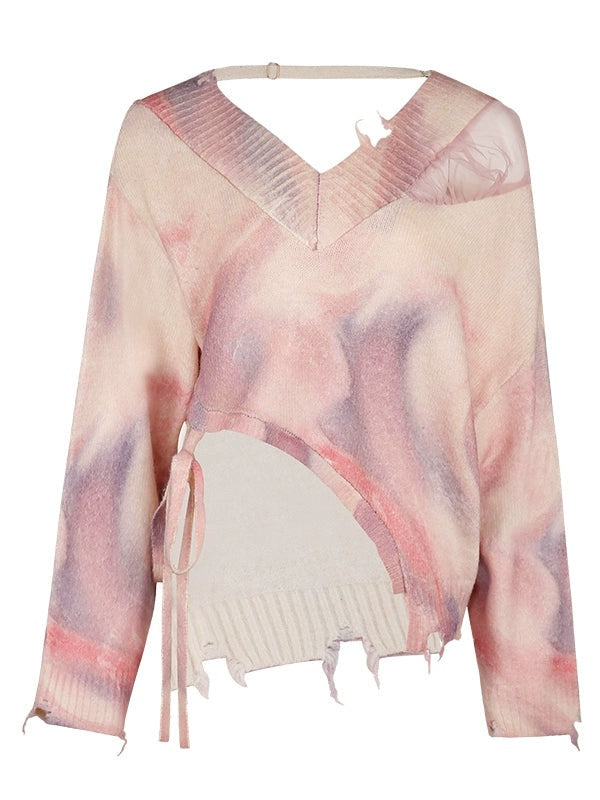 Gradation V-neck Loose Sweater & Camisole