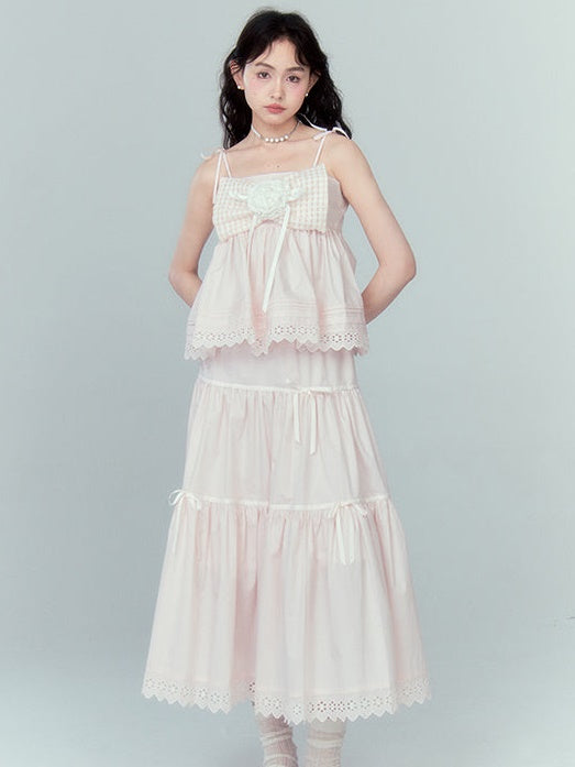 Ribbon Puffy Short Camisole & Ribbon Cake Skirt