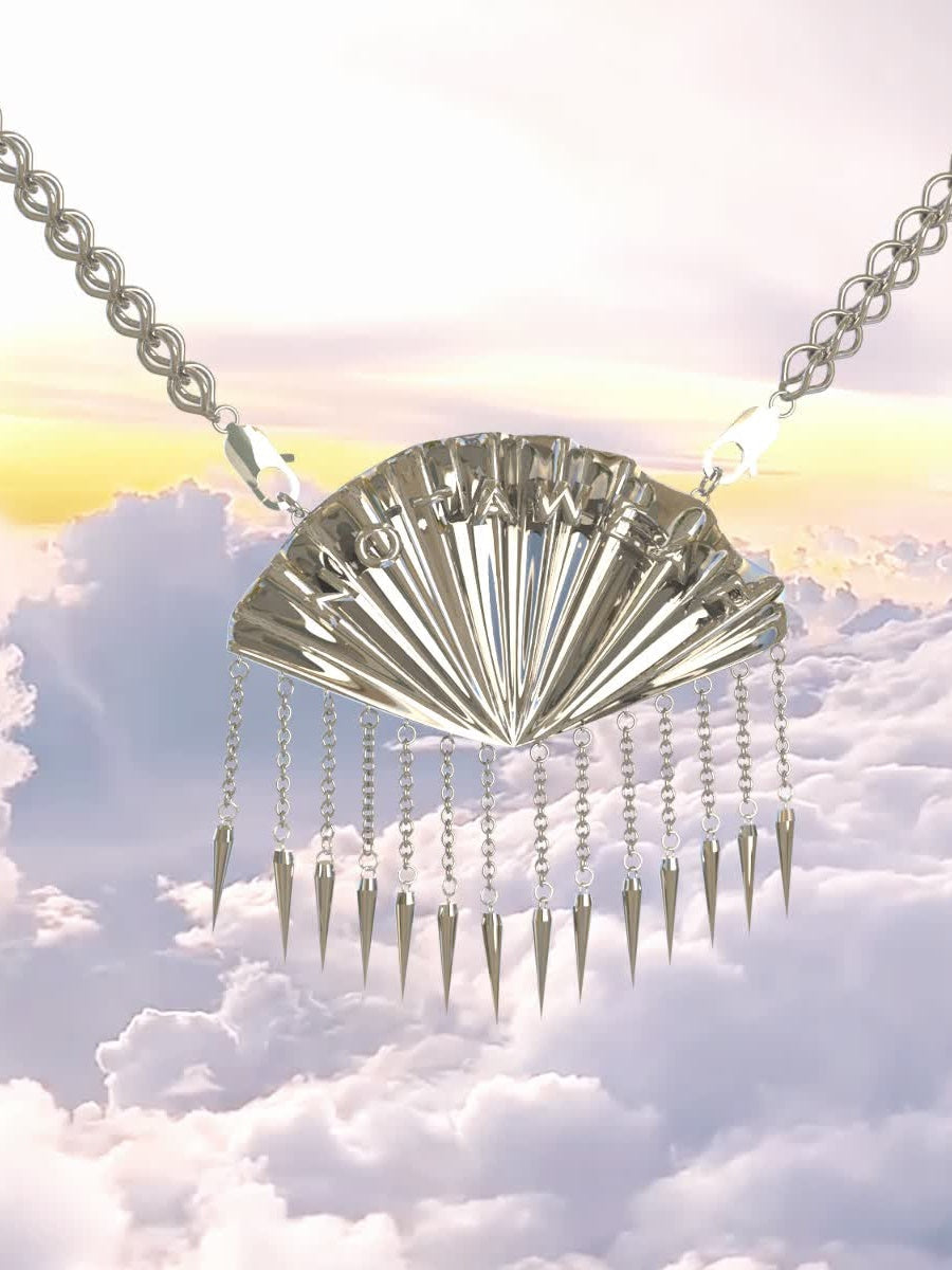 Metal Body Chain & Silver Needle Gemstone Pierced Set