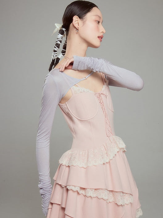 Lace Ballet Suspender Dress & Sleeve Top