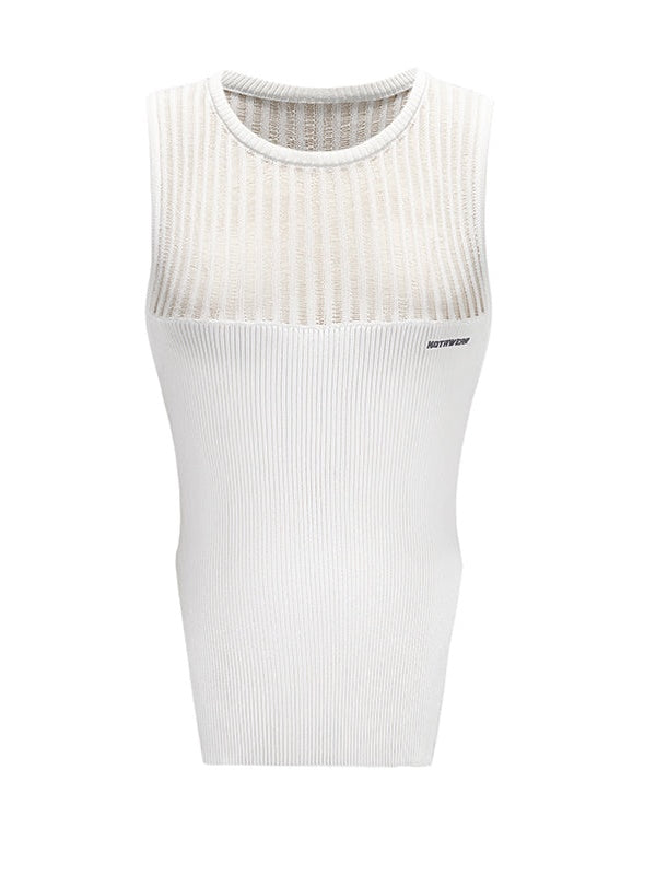 Hollow Knitted Vest & Pleat Skirt