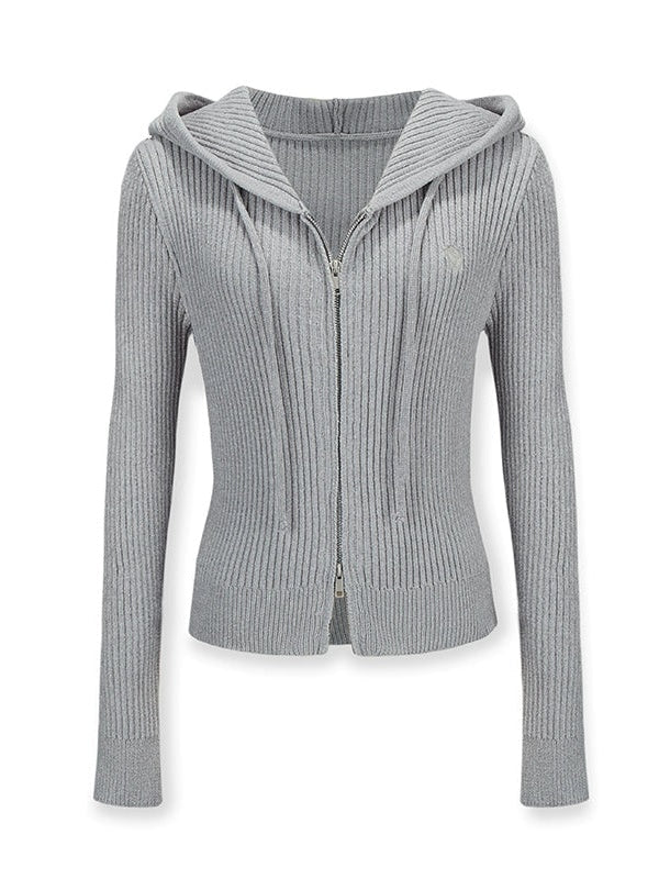 Relaxing Hooded Knitted Parka & Skirt & Pants