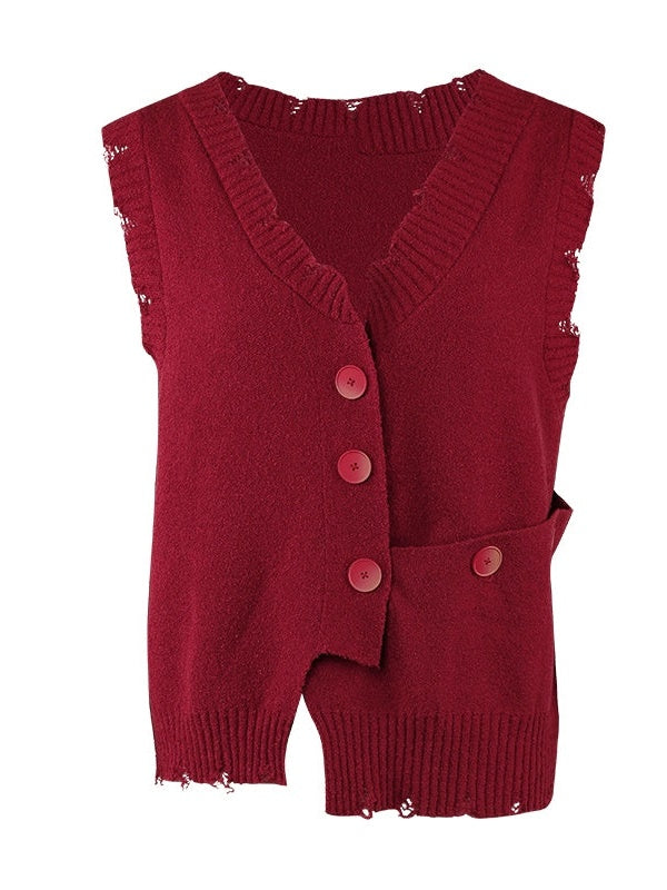 Gradation Detachable 2way Shirt Dress & Knitted Vest