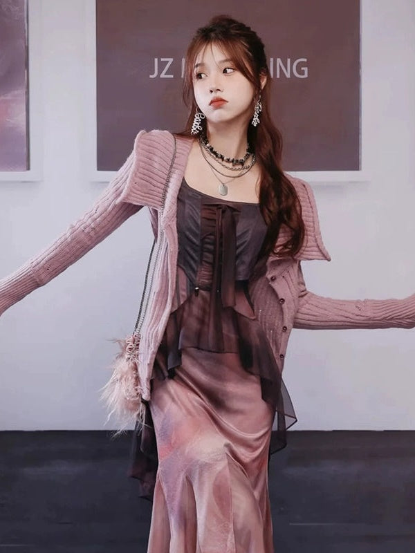 Large Lapel Off-Shoulder Cardigan