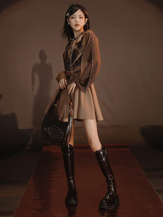 Different Material Switching Dress