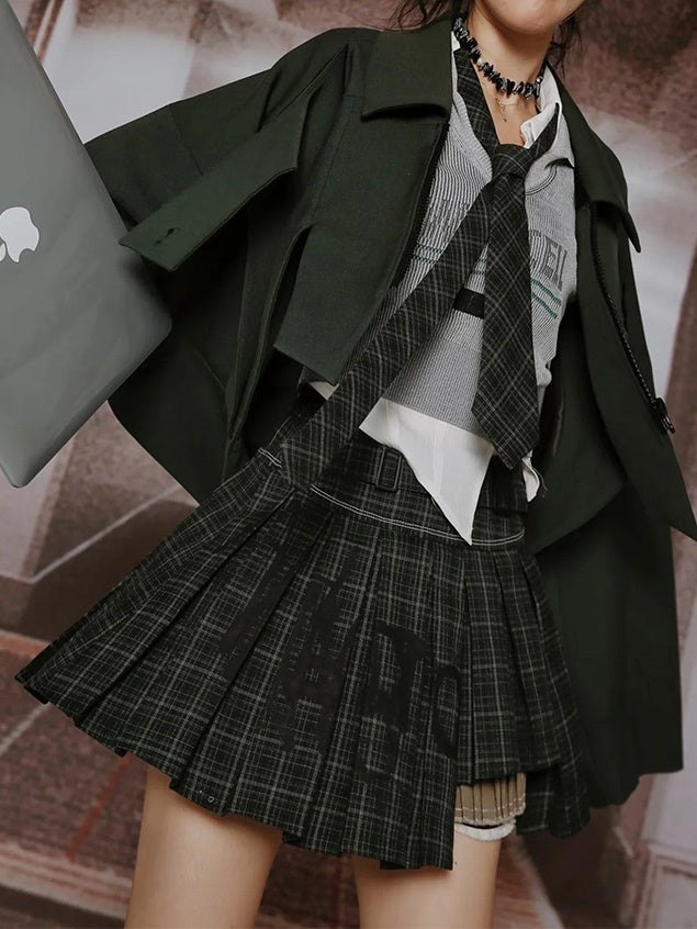 College British Style Shirt &&Vest & Pleated Culottes & Jacket
