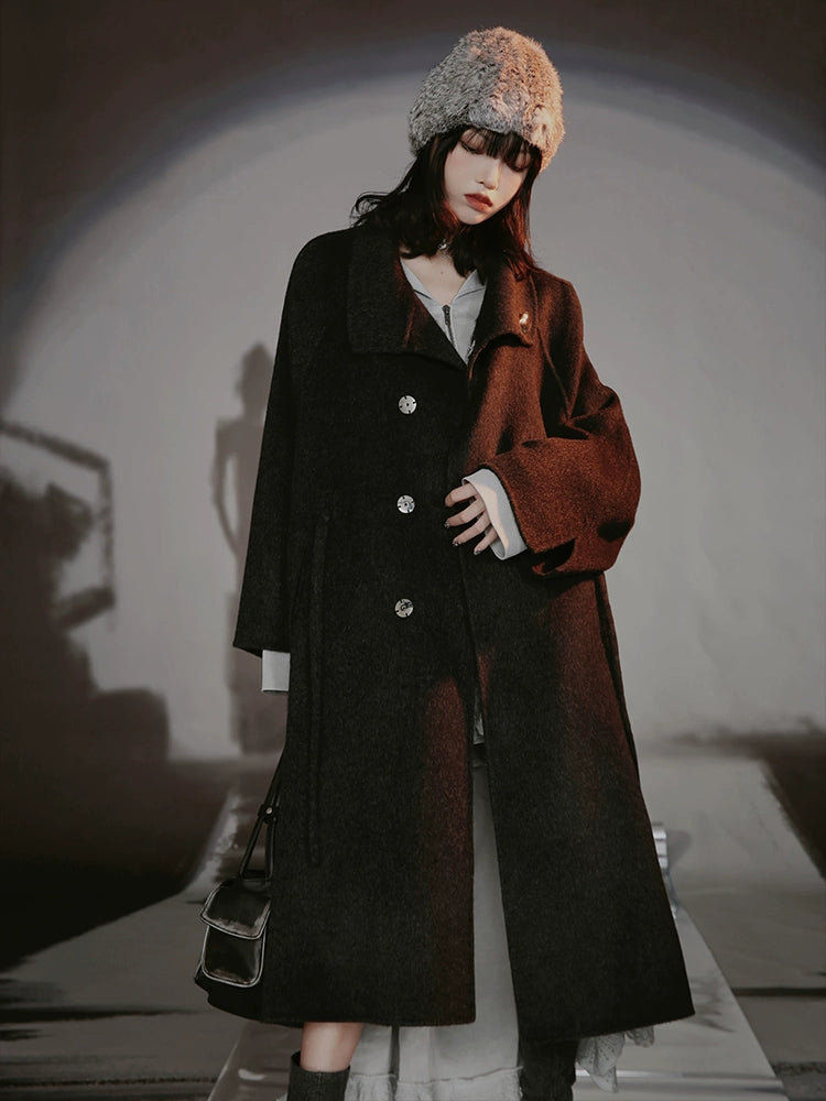 French-style Wool Poncho Coat