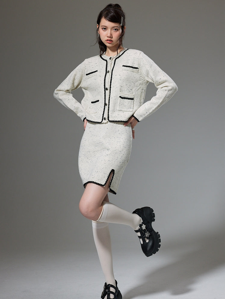 Fragrance Knitting Cardigan Jacket & Skirt