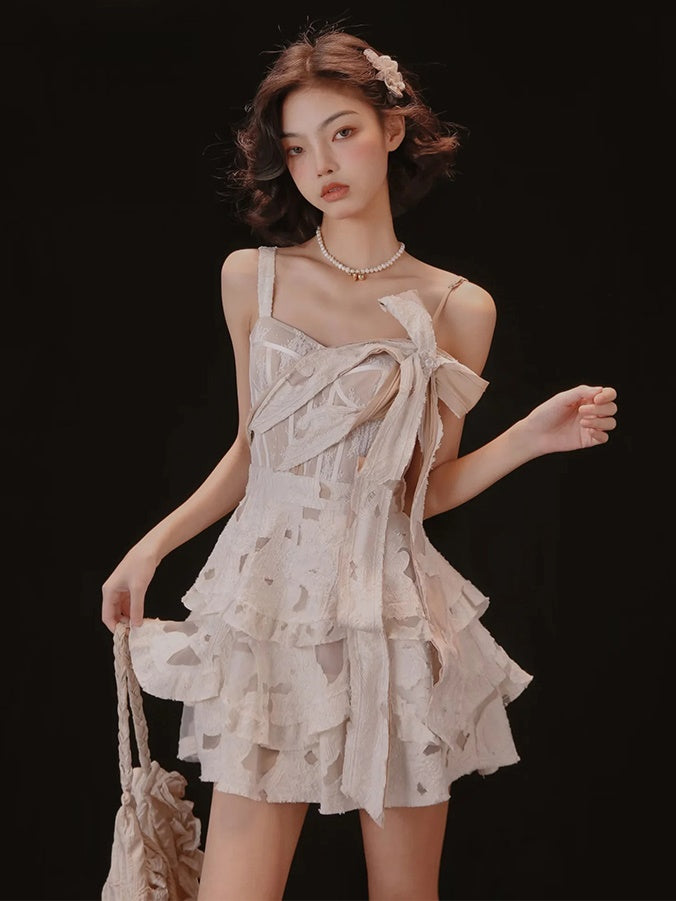 Butterfly Jacquard Dress & Short Cardigan