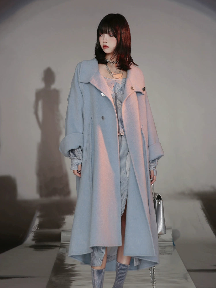 French-style Wool Poncho Coat