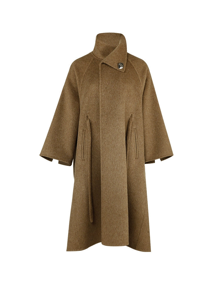 French-style Wool Poncho Coat
