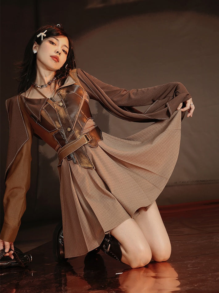 Different Material Switching Dress