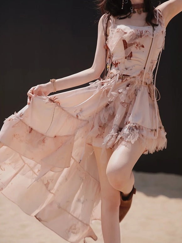 Exotic Print Set-up & Sling Dress & Culottes & Sheer Shirt